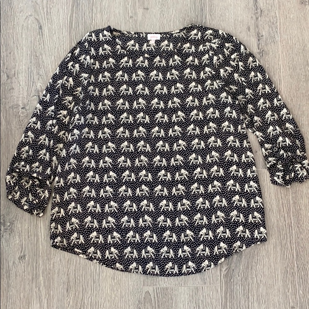 Slightly sheer 3/4 length blouse